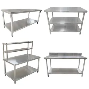 3 Tiers Cucina In Acciaio Inox Tavolo di Lavoro Senza Schienale Plash QY-W03A