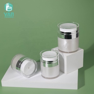 Pot en plastique sans air à double paroi blanc YAN Packaging, 15g, 30g, 50g, recyclable, en acrylique, pour crème pour le visage, fond de teint liquide, soin de la peau - Product Image 2