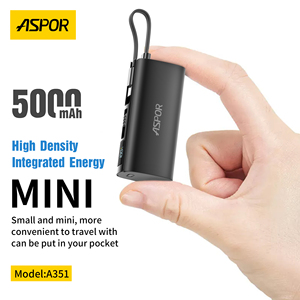 ASPOR A352 Factory Price Built In Cable 5000mAh Ultra-Thin <strong>Power</strong> <strong>Banks</strong> <strong>Mini</strong> Compact Portable Emergency <strong>Power</strong> <strong>Bank</strong> - Product Image 2