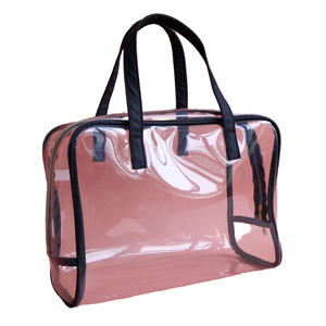 Pochette de toilette transparente en PVC noir avec logo personnalisé, grande pochette cosmétique imperméable, sac de maquillage de voyage pour fête au bord de la <span class=keywords><strong>piscine</strong></span>, plage - Product Image 1