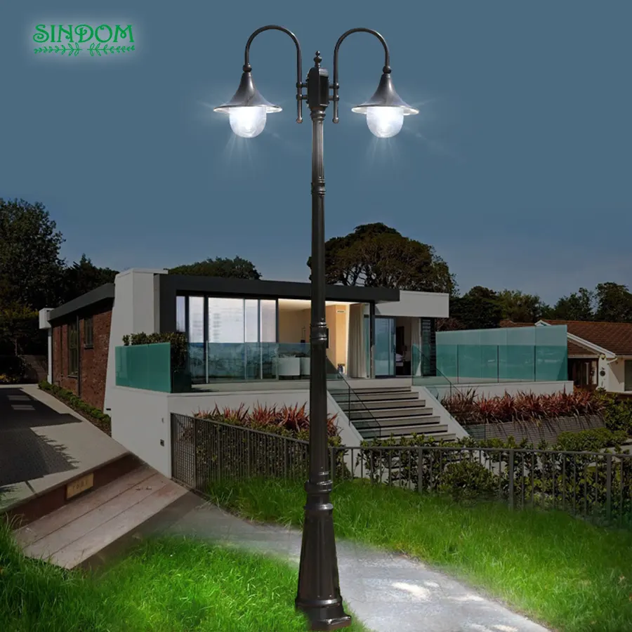 American Simple Design Decorative Street Post Lamp Traditional Decorative Vintage E27 Aluminum Garden Pole Light