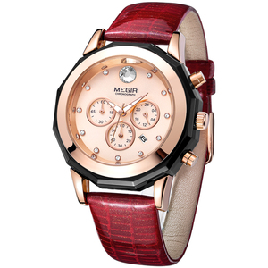 MEGIR 2042 belle donne all'ingrosso orologio al quarzo vendita calda in vera pelle cinturino impermeabilizzante Chrono in Stock Lady Watch Design - Product Image 1