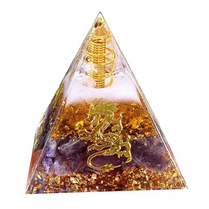 Pirámide de resina de cristal con dragón dorado y amatista en espiral, decoración para el hogar, adorno de escritorio, regalo, artesanía artística - Product Image 5