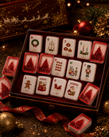 Luxuriöses Weihnachts-Mahjong-Set für 4 Spieler 160 Premium Acryl-Steine Transparenter Flüssig-Glitter Roter Weihnachtsbaum