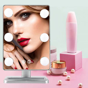 <b>LED</b> <b>Makeup</b> <b>Mirror</b> With Light 60 SMD <b>LED</b> Rechargeable Adjustable Desk <b>Mirror</b> For Face Glass Lens ABS Material US Plug - Product Image 1