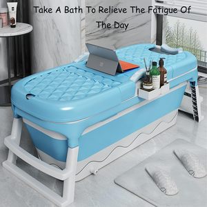 Neue Faltbare Kunststoff-Badewanne für Erwachsene mit Großem Fassungsvermögen, 1,48 m, Tragbar, mit Massagerolle - Product Image 4
