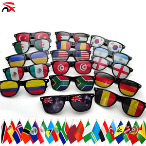 Wholesale High Quality Custom Logo US Canada Mexico Country Flag Stickers UV400 PC+AC Sunglasses for 2026 Football Fans Products