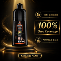 Shampoo colorant capillaire à l'huile d'argan longue durée OEM, sans ammoniaque, noir, shampooing colorant capillaire à base de plantes