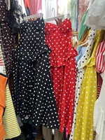OUDINA Vente en gros Usine Robes longues élégantes vintage à pois sans bretelles coupe trapèze grandes tailles pour femmes