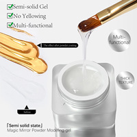 Gel UV fonctionnel semi-solide transparent 8g pour sculpture 3D, poudre miroir adhésive, gel soak-off pour nail art et manucure
