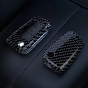 Funda Protectora para Llave de Coche de Fibra de Carbono ABS para VW Volkswagen Golf 7 MK7 Tiguan <span class=keywords><strong>MK2</strong></span> para SEAT Ateca Leon <span class=keywords><strong>FR</strong></span> 2 Ibiza para Skoda Octavia - Product Image 4