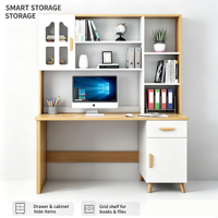 Bureau d'étude en bois moderne pour la maison, table d'écriture, bureau d'ordinateur avec bibliothèque, gain de place