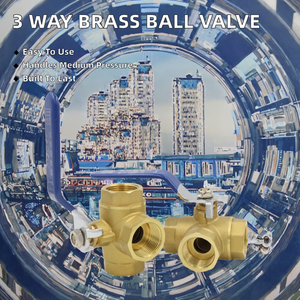 Válvula de Bola de Latón de 3 Vías con Rosca NPT Tipo T y Tipo L, Manual, OEM, 3/4 pulgadas - Product Image 2