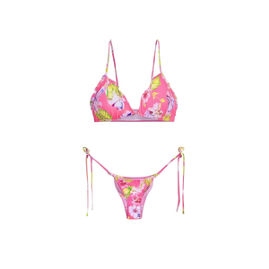 Costume da bagno bikini HDJ a due pezzi con stampa floreale, taglie 42, 44, 46, da spiaggia, elasticizzato, con laccetti laterali e scollo profondo - Product Image 2