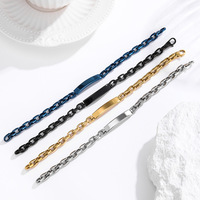 Bracelet barre incurvée en acier inoxydable 316, chaîne cubaine, bracelet tendance pour homme, accessoire hip hop pour homme
