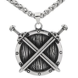 वाइकिंग हार तलवार ढाल युद्ध योद्धा संघ टाइटेनियम स्टील पेलेंट स्टेनलेस स्टील वाइकिंग हार हार - Product Image 3