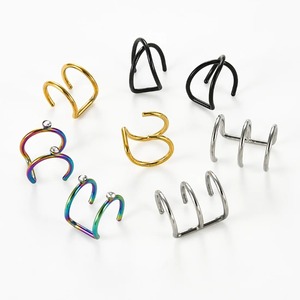 1 Paire de Boucles <span class=keywords><strong>d</strong></span>'Oreilles Clip-on en Acier Inoxydable avec Strass en Cristal, Hélix Cartilage, Sans Perçage, Réglables, Cadeau pour Femmes et Hommes - Product Image 1