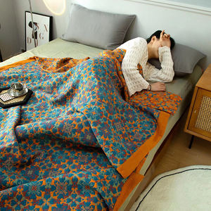 Couverture de couverture jacquard en gaze à trois couches de luxe léger en pur coton, couverture de lit multifonctionnelle en coton pour l'été - Product Image 4