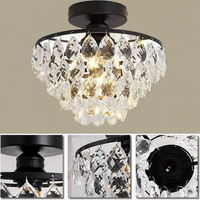 Lustre en cristal moderne, plafonnier semi-encastré, plafonnier argenté pour couloir et chambre à coucher