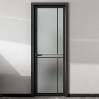 Portes de salle de bain en verre trempé givré porte de salle de bain en aluminium porte de toilette