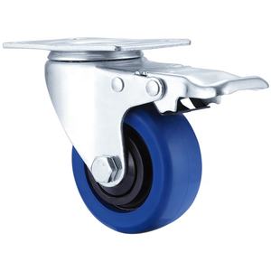 Mittelschwere 3/4/5 Zoll blaue industrielle elastische Gummi rollen Einzel kugellager Flacher Wagen stumm <span class=keywords><strong>Universal</strong></span> brems rad - Product Image 4