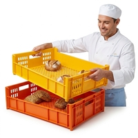Caisse à pain en plastique HDPE 545*475*160, grillagée, ventilée, de qualité alimentaire, empilable, emboîtable, recyclable, légère et durable