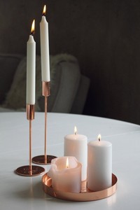 Modern <b>Copper</b> Candle Holder Set Tray Handmade Durable Decorative Metal Taper Pillar Candle Stand for Home <b>Table</b> Centerpiece - Product Image 5