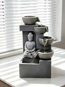 Fontaine d'eau <span class=keywords><strong>Bouddha</strong></span> en résine, cascade d'eau de table <span class=keywords><strong>pour</strong></span> intérieur, décoration <span class=keywords><strong>zen</strong></span> relaxante avec lumière LED <span class=keywords><strong>pour</strong></span> la décoration de la maison - Product Image 2