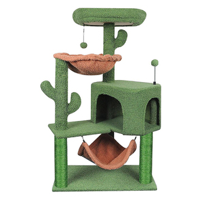 Factory Custom High Quality Green Short Plush Multi-level <strong>Personalized</strong> <strong>Cat</strong> Scratching Post <strong>Tree</strong> House Tower in Vietnam - Product Image 1