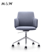 Chaises de course d'ordinateur de chaise de bureau pivotante à dossier bas en cuir noir M & W vente en gros