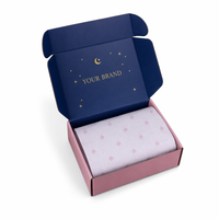 Boîte d'emballage en carton ondulé biodégradable personnalisée rose, bleu marine, or, étoile, lune, avec laminage mat, pour cosmétiques et bijoux