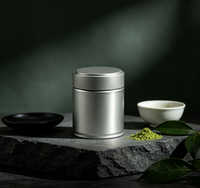 Vente en gros de boîtes de conserve en métal mat de 50 g pour matcha de qualité alimentaire, boîte de rangement pour poudre de thé avec couvercle à vis, petite boîte à thé