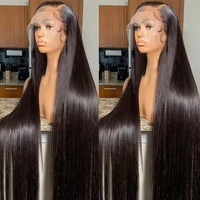 40 pouces 13x6 perruque de cheveux indiens droite cheveux humains sans colle full hd transparent dentelle avant perruques os droite remy cheveux hd dentelle perruque