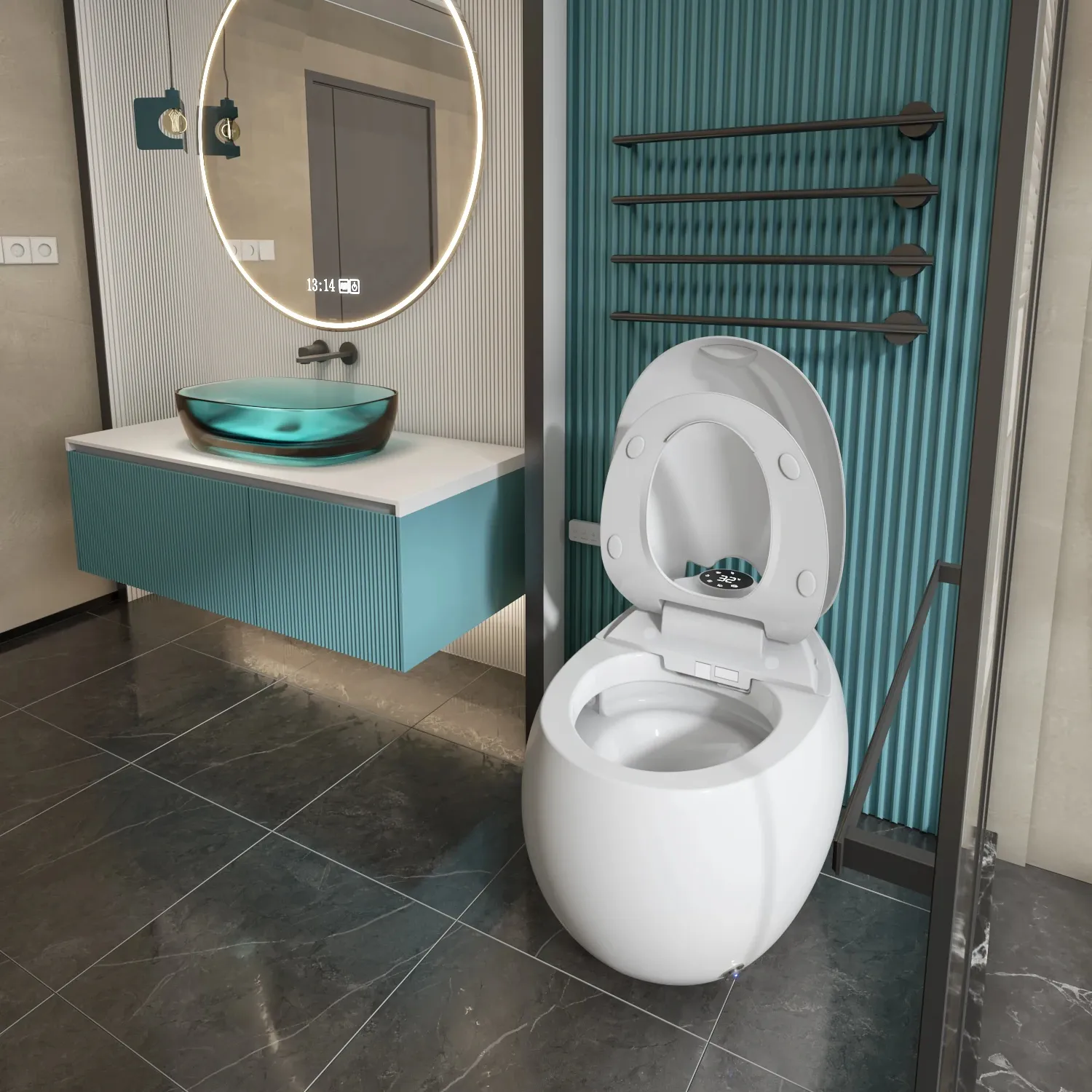 Toilet pintar keramik otomatis, toilet pintar Modern kelas atas untuk kamar mandi