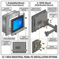 PC Industrial Todo en Uno con Pantalla Táctil de 12.1 Pulgadas, Compatible con Win, Ubuntu y Android para Automatización