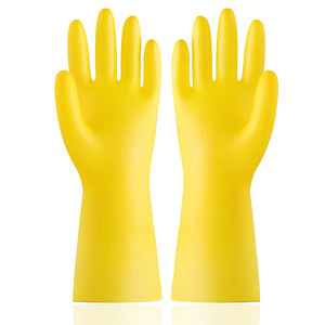 Gants ménagers jaunes de 32 cm de longueur, imperméables, pour les tâches de nettoyage et de lavage de la vaisselle - Product Image 1