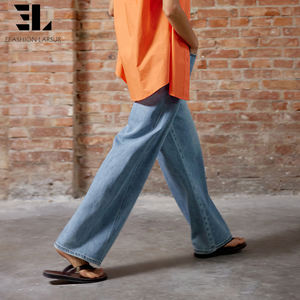 LARSUR Usine personnalisée Jeans baggy en lyocell écologique, délavé, droit, ample, pantalon en denim pour femmes - Product Image 6
