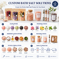 Lxpure Vente en gros 150g Sel de bain rose naturel de l'Himalaya avec fleurs séchées et huiles essentielles pour aromathérapie et spa, sachet OEM pour adultes