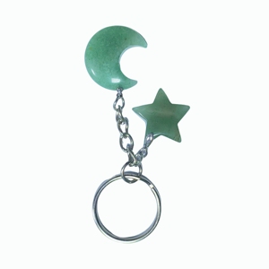 Llavero de Aventurina Verde con Anillo Metálico, Adorno para Bolsos y Mochilas, Accesorio, Regalo de Cumpleaños y Souvenir - Product Image 2