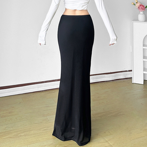 กระโปรงแม็กซี่ทรงเมอร์เมดพิมพ์ลายดอกไม้แบบอินค์วอชเอวสูง กระโปรงตาข่ายสองชั้น เซ็กซี่และสง่างาม - Product Image 2