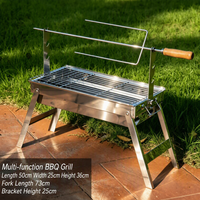 Grill de barbecue pliable en acier inoxydable avec rôtissoire pour cuisse d'agneau, poulet entier, barbecue professionnel d'extérieur, portable