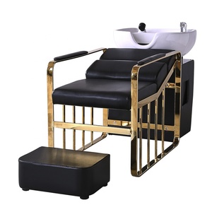 Chaise de lavage inclinable en noir avec lavabo, idéale pour salon de coiffure, offre spéciale, - Product Image 2