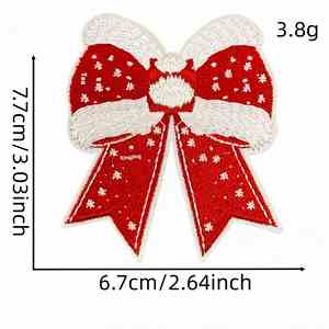 Accessoires vestimentaires écologiques thermocollants : Patch décoratif brodé motif nœud de Noël flocon de neige de dessin animé pour les fêtes - Product Image 4