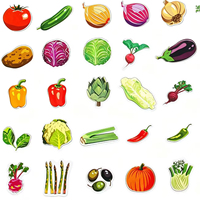 Kiss-cut fruit- en groentestickers, op maat gemaakte afbeeldingen, PP/PVC materiaal, zelfklevend, waterdicht, cartoon-etiket, promotioneel cadeau