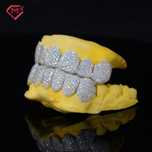 แผ่นโลหะเงิน VVS <span class=keywords><strong>Moissanite</strong></span> grillz 10อันดับแรก925ฮิปฮอปแบบผ่าน10ชิ้นล่างสำหรับผู้ชาย - Product Image 2
