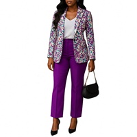 Ensembles de costumes pour femmes 2026 : Blazer et pantalon imprimés fleuris, tenues de bureau, ensembles pantalon imprimés africains tendance pour femmes