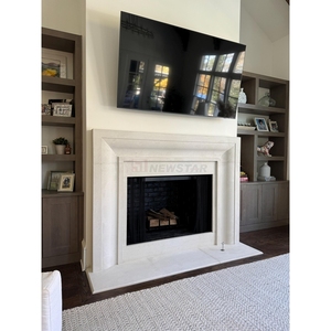 Newstar Simple Modern Design Hand Carved Interior Home Decoration Beige Color White Limestone <strong>Fireplace</strong> <strong>Mantle</strong> - Product Image 6