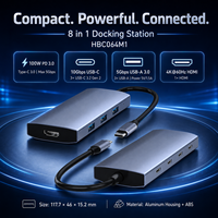 Estación de Conexión USBC 8 en 1, HDMI 4K*60Hz, Puerto de Datos USBC de 10Gbps, 3 Puertos USBA 3.0, Adaptador de Carga PD de 100W para Laptop MacBook Pro Dell XPS
