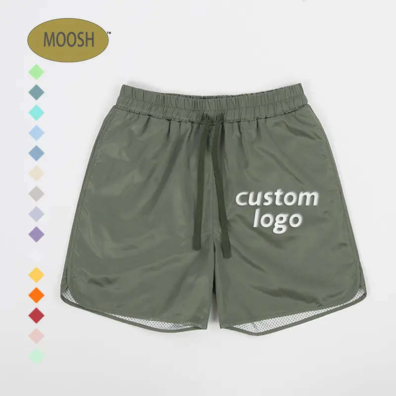 Blank Logo Design Gym Sport Streetwear Zomer Custom Heren Shorts Mesh Innerlijke Nylon Shorts Met Riem