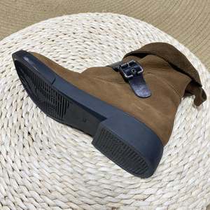 Botines de Ante 100% Cuero Vacuno para Mujer, Estilo Chelsea, Tallas Grandes, Tacón Grueso Retro, Personalización de Logotipo - Product Image 6